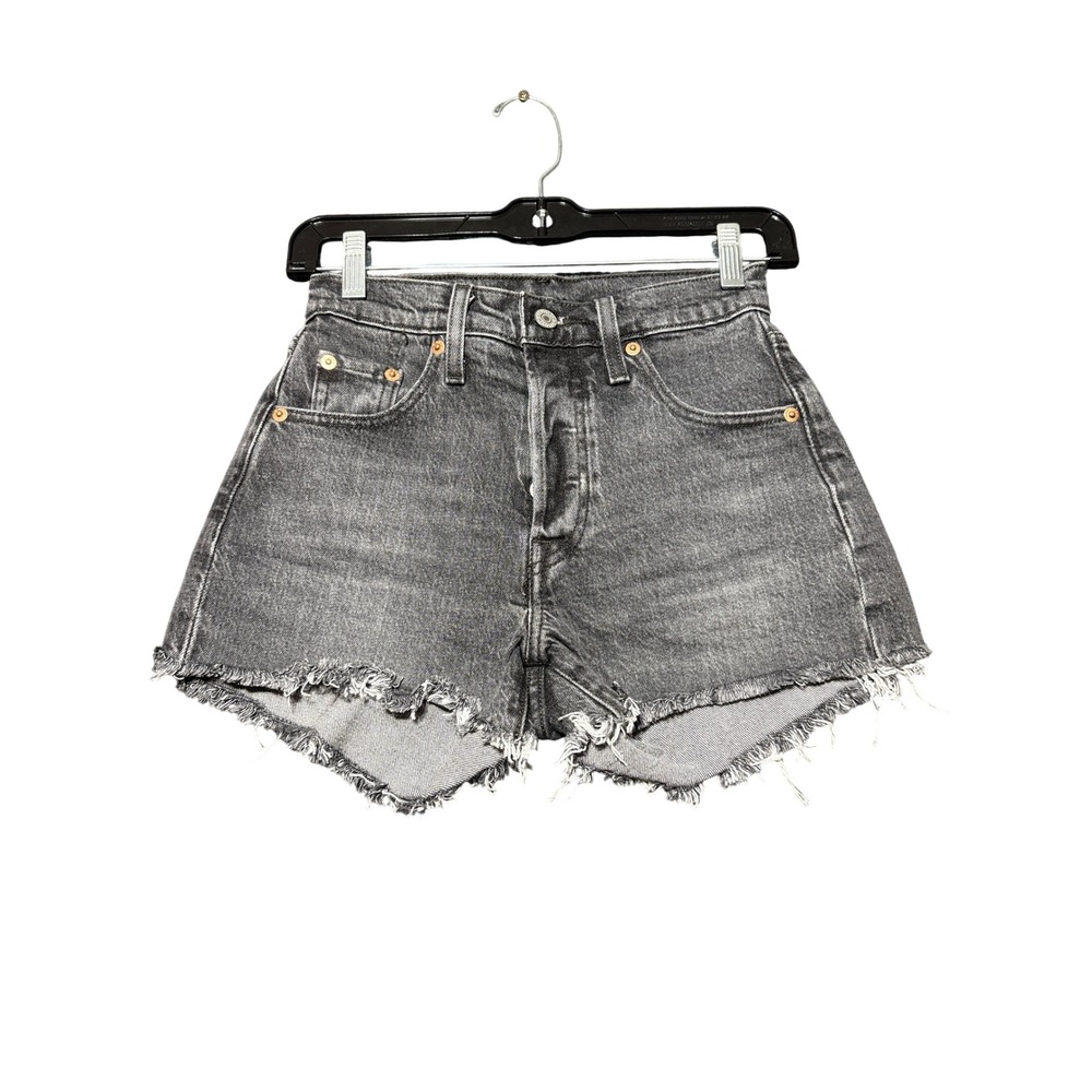 Levi's 501 Original Cutoff Shorts Womens 23 Black Excellent Distressed High Rise